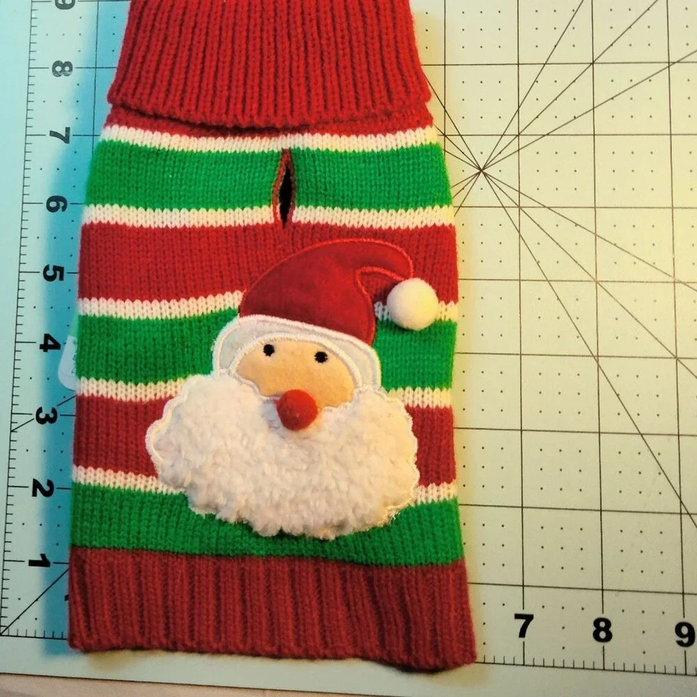 The Worthy Dog Christmas Sweater Red Green Stripes Santa XX Small